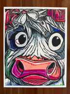 Melissa The Cow - ORIGINAL OIL PASTEL ARTWORK - 19x24"