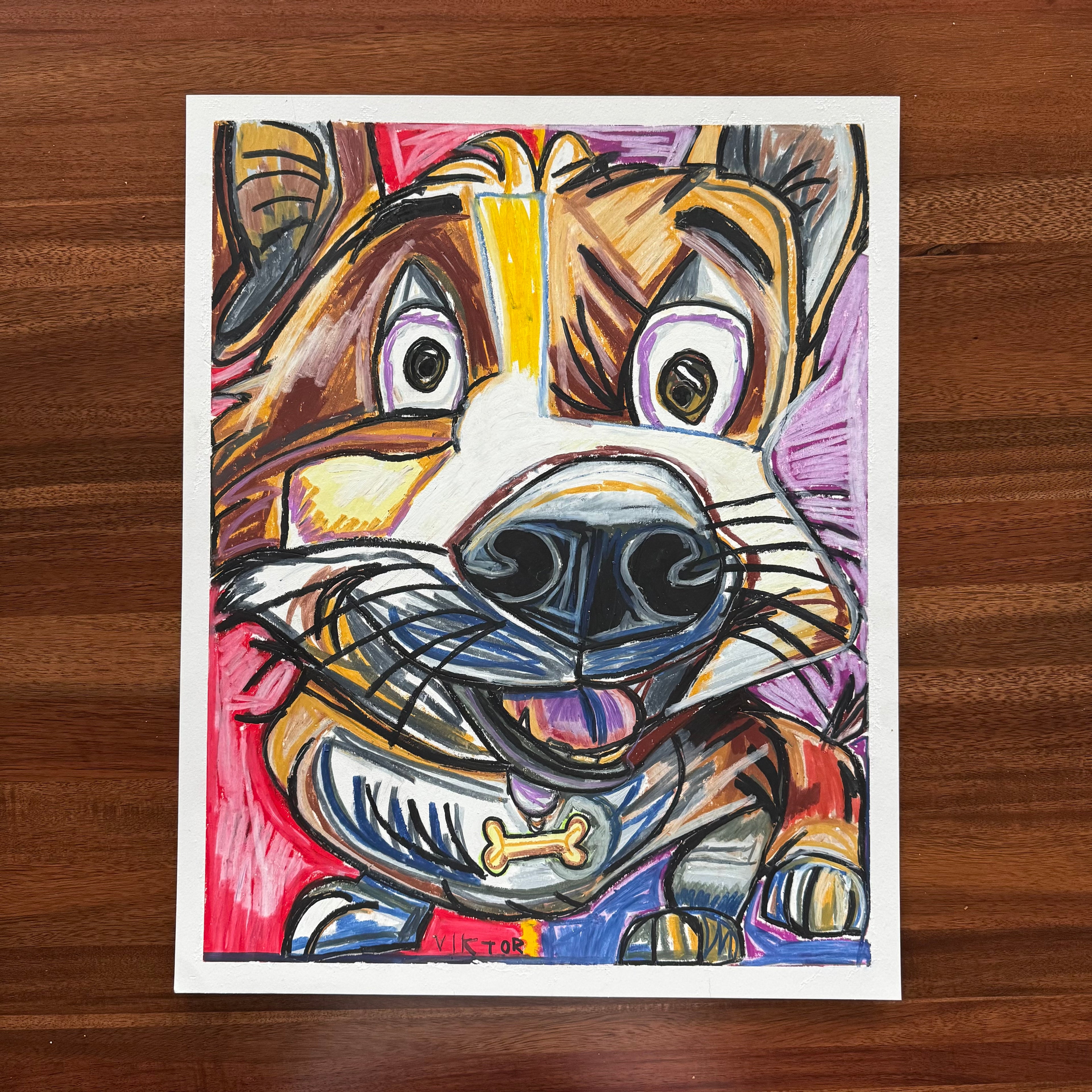 Funny Corgi - ORIGINAL 16x20” - Vichy's Art