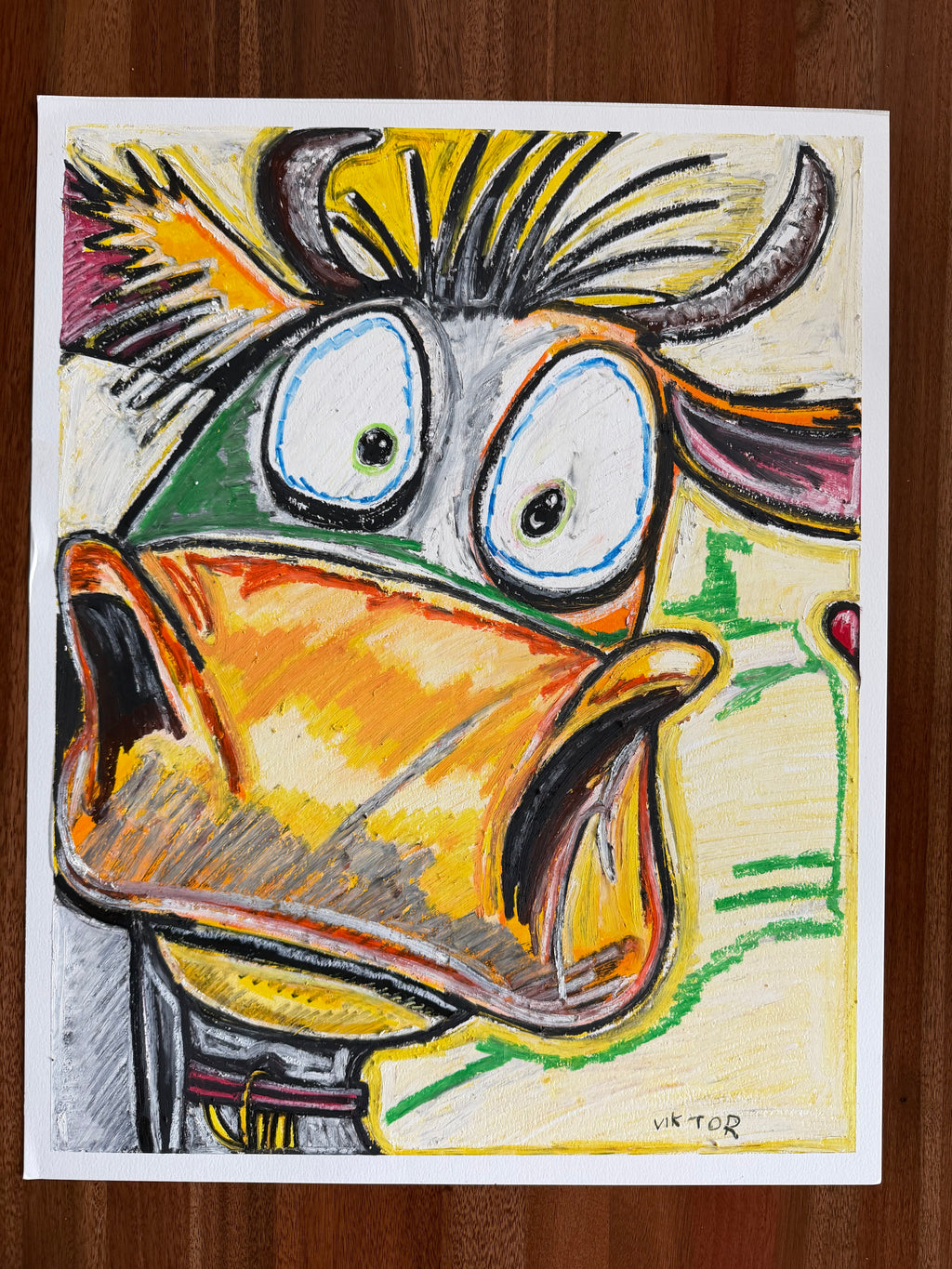 Saffron The Cow - ORIGINAL OIL PASTEL ARTWORK - 19x24" (video attached) - Vichy's Art