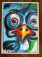 Whimsy Bird - ORIGINAL OIL PASTEL ARTWORK - 22x30" (video attached) - Vichy's Art