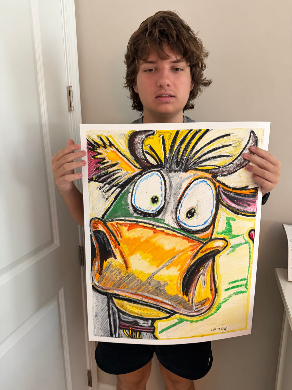 Saffron The Cow - ORIGINAL OIL PASTEL ARTWORK - 19x24" (video attached) - Vichy's Art