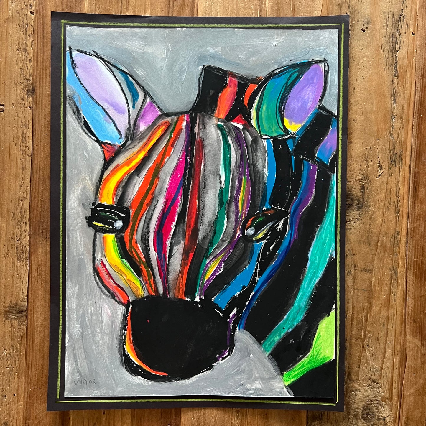 Colorful Zebra - ORIGINAL 11x14"