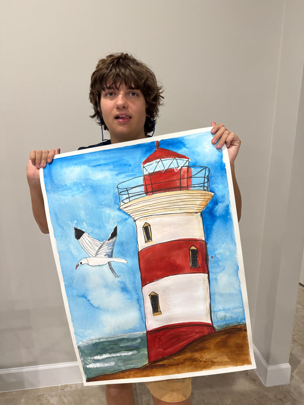 Lighthouse No 4 - ORIGINAL Watercolor artwork 22x30” - Vichy's Art