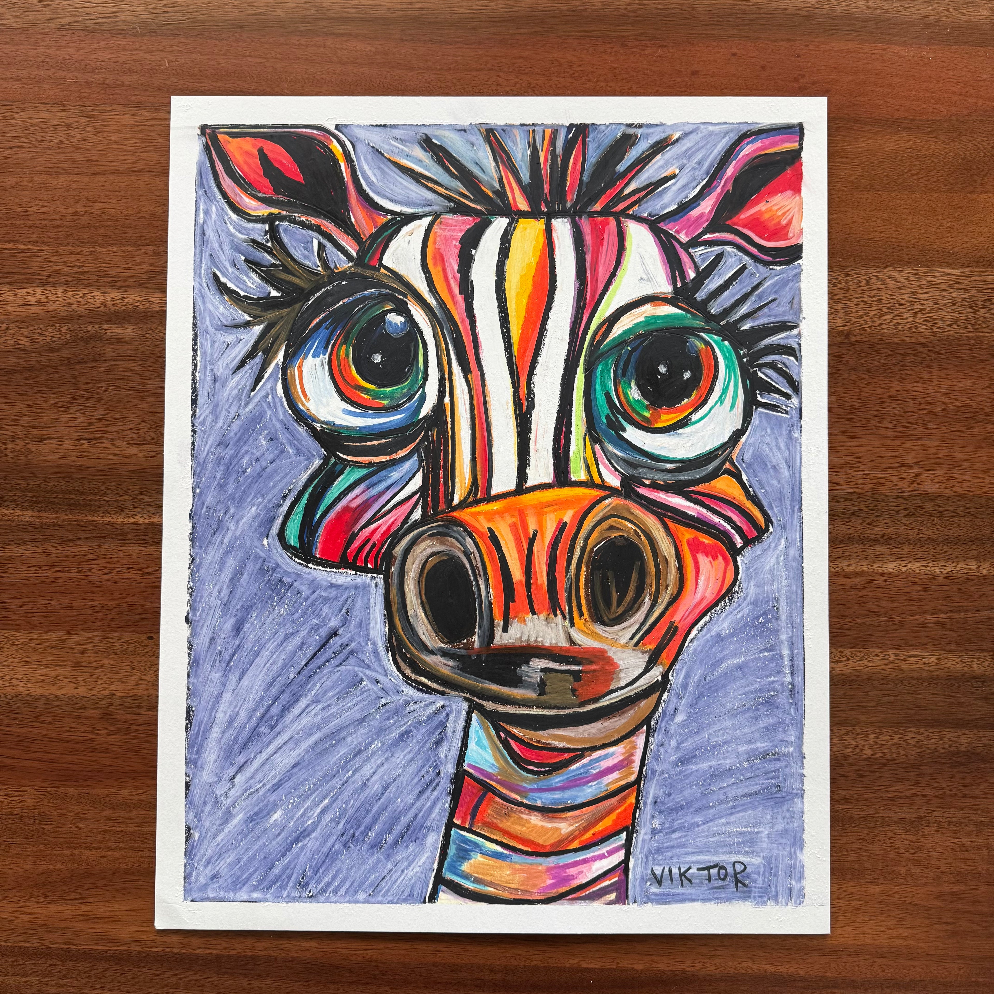 Rainbow Zebra - ORIGINAL 16x20”