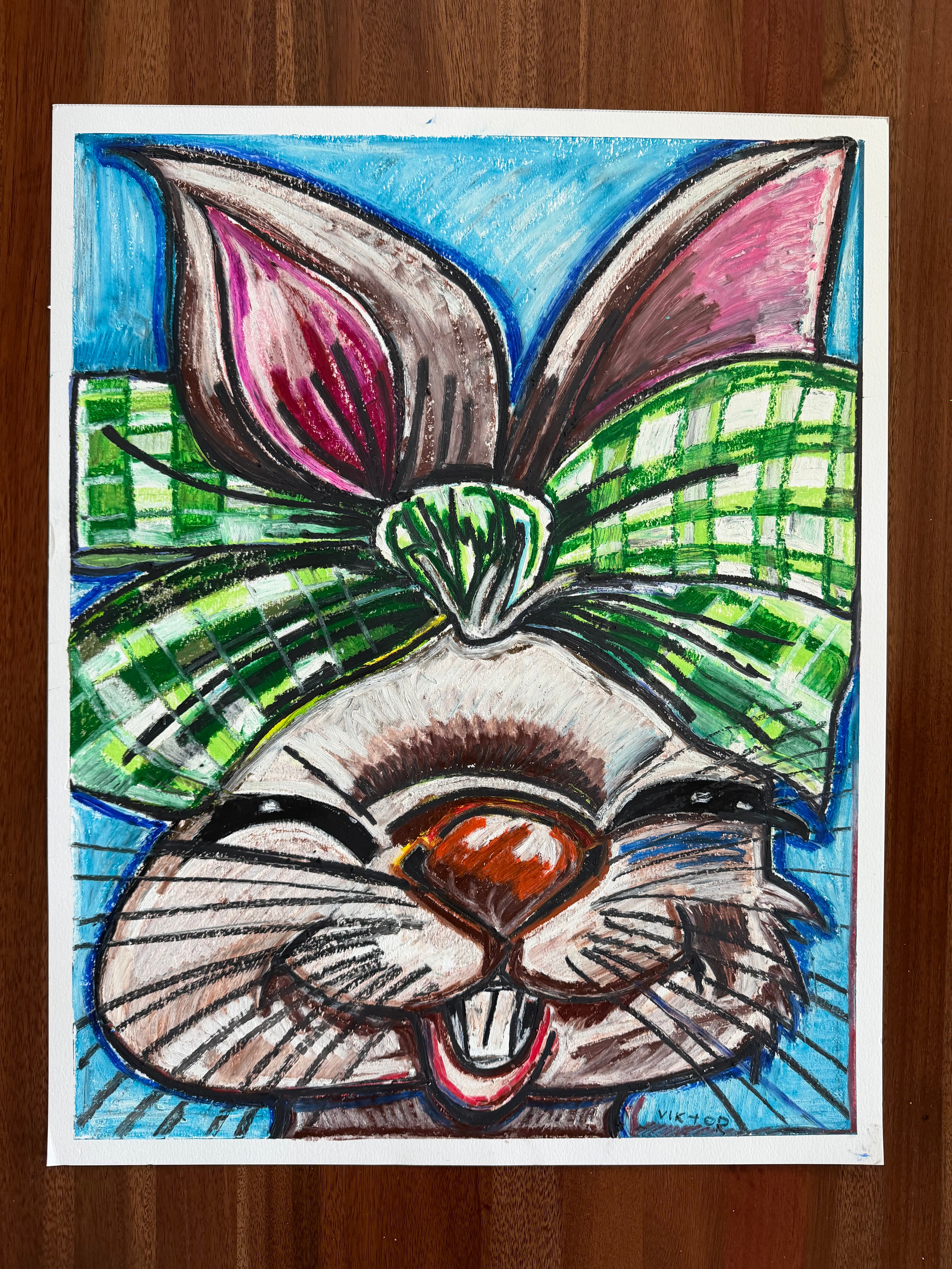 Bunny Belle - ORIGINAL OIL PASTEL ARTWORK - 19x24"
