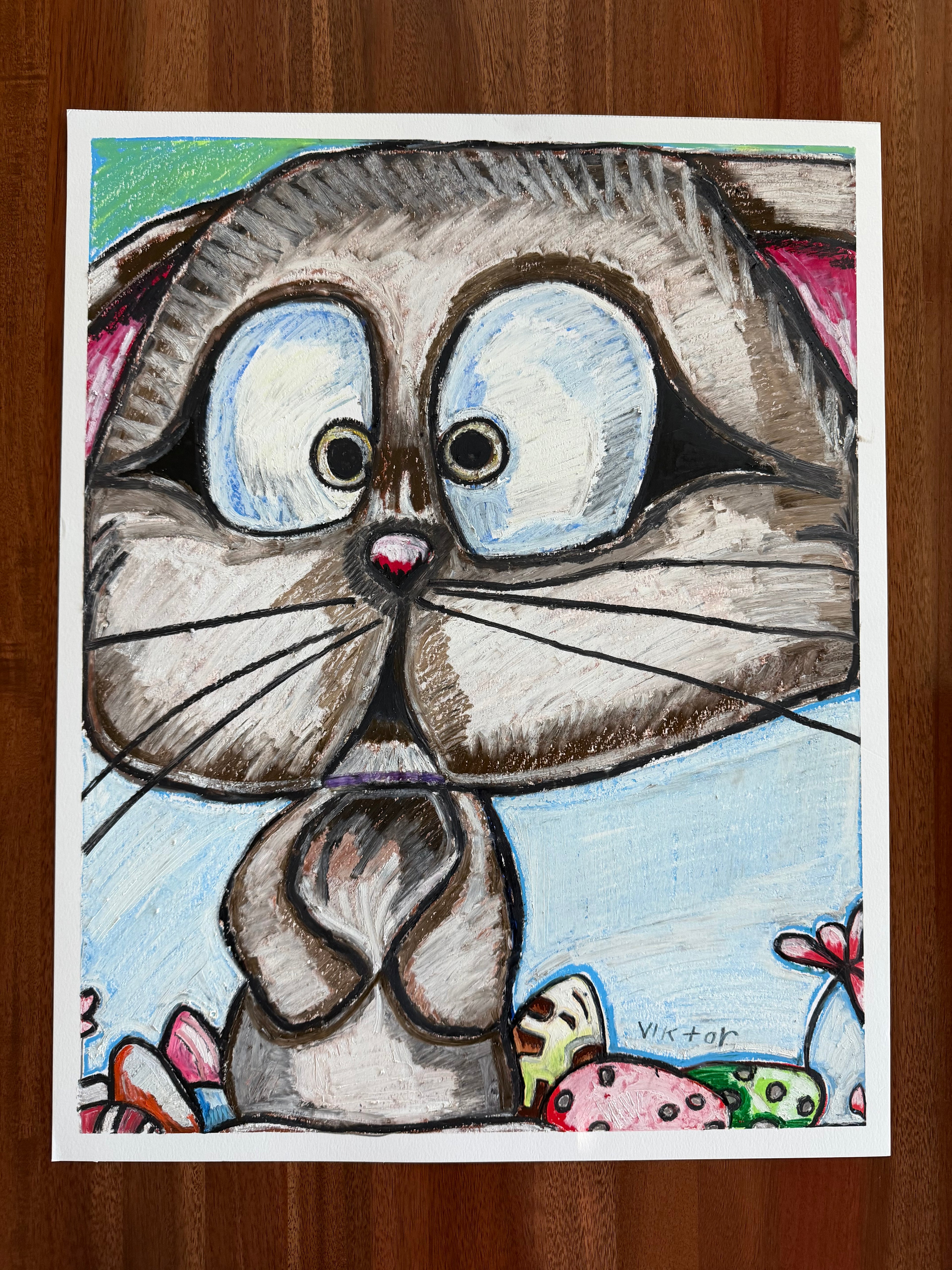 The Easter Egg Hunt - ORIGINAL OIL PASTEL ARTWORK - 19x24"