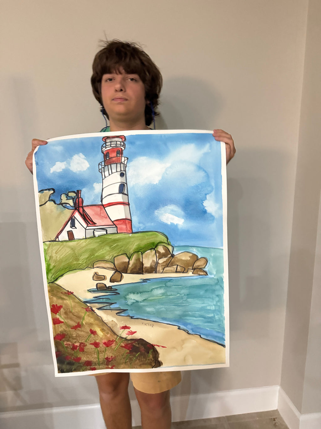 Lighthouse No 1 - ORIGINAL Watercolor artwork 22x30” - Vichy's Art