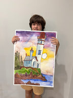 Lighthouse No 3 - ORIGINAL Watercolor artwork 22x30” - Vichy's Art