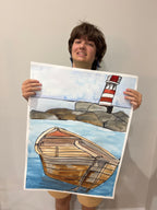 Lighthouse No 2 - ORIGINAL Watercolor artwork 22x30” - Vichy's Art