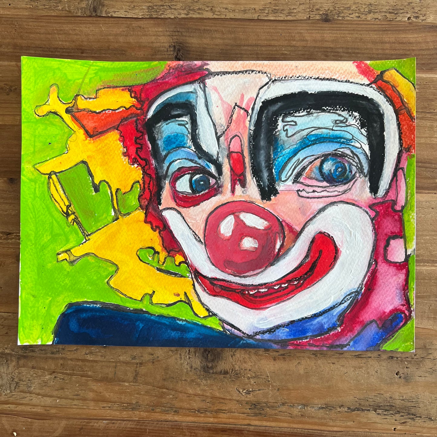 Happy Clown IV - ORIGINAL (mixed media) 11x15”