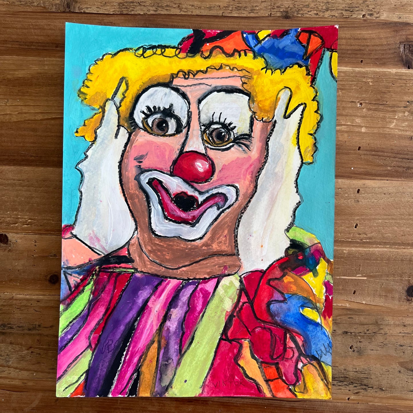 Happy Clown III - ORIGINAL (mixed media) 11x15”