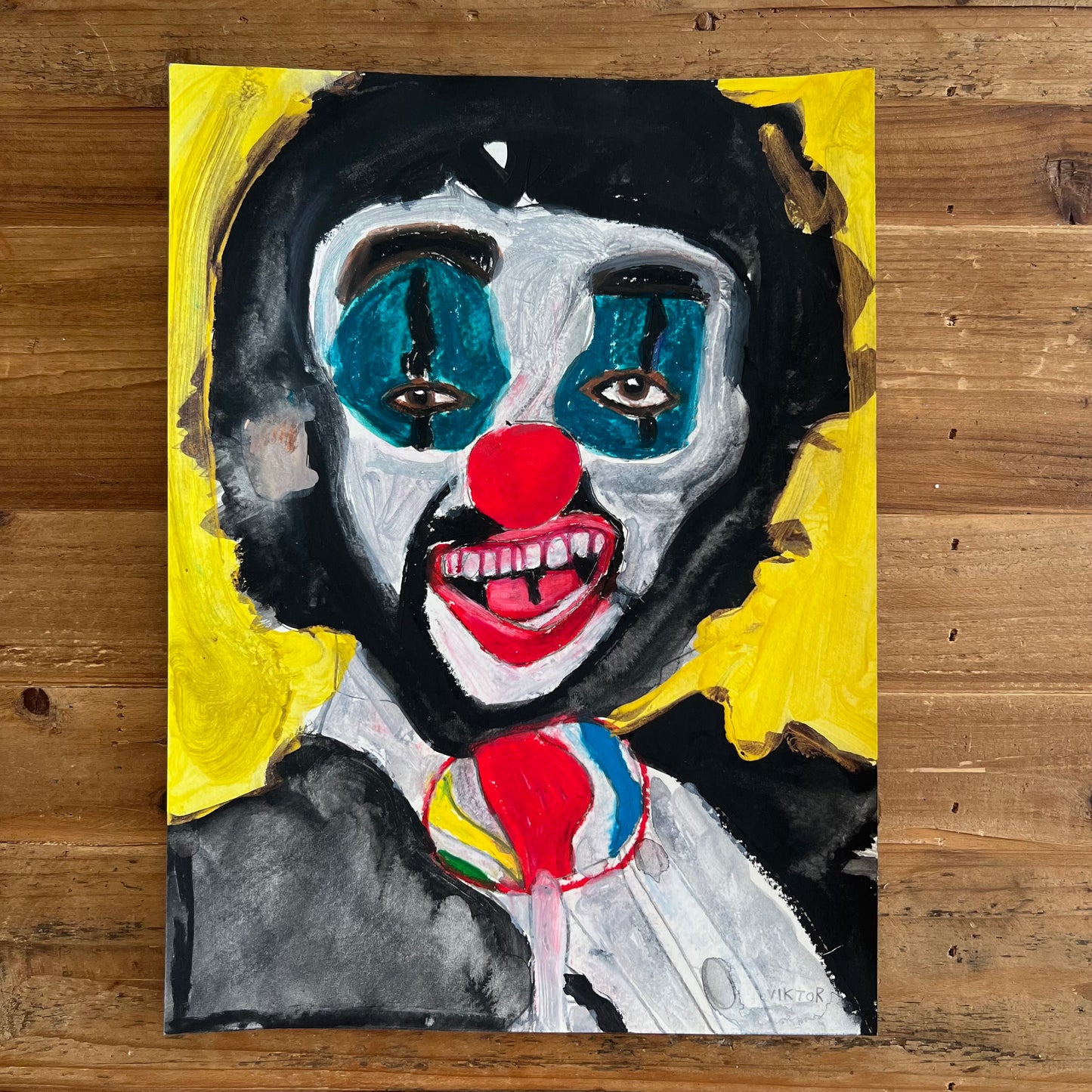 Wicked Clown II - ORIGINAL (mixed media) 11x15”