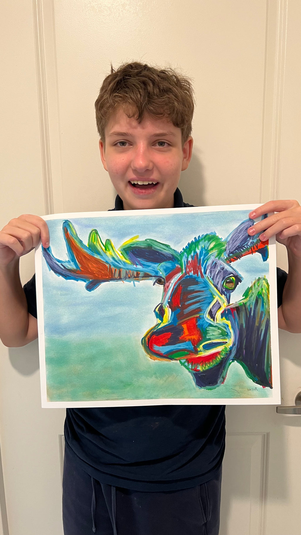 Colorful Deer   - ORIGINAL  14x17”