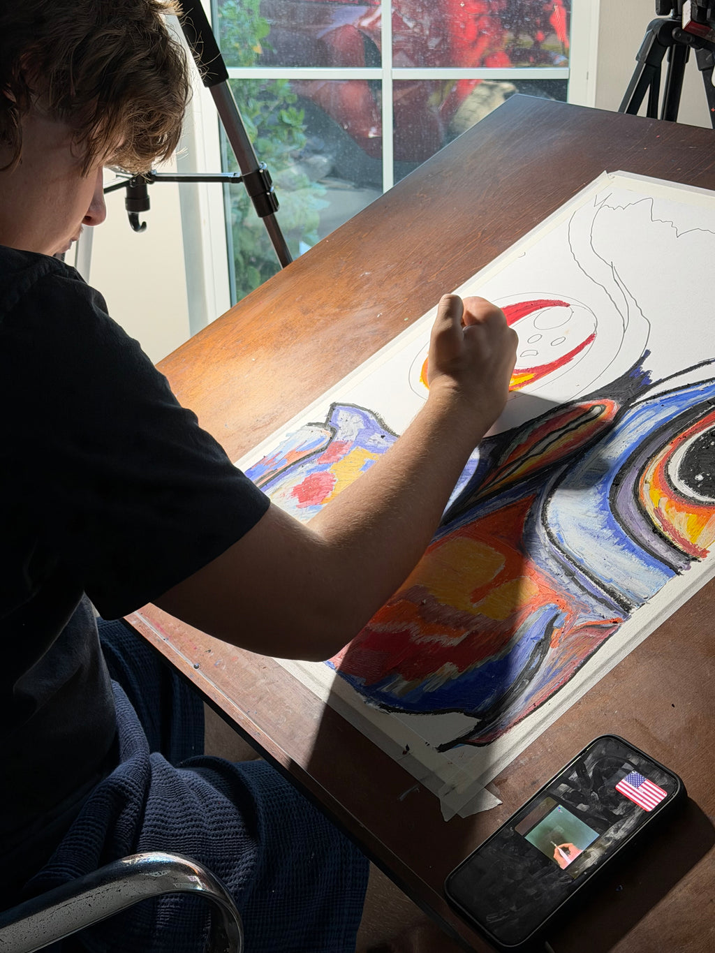 Rainbow Owl - ORIGINAL OIL PASTEL ARTWORK - 19x24"