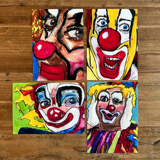 Clowns Set - set of 4  prints/canvas prints