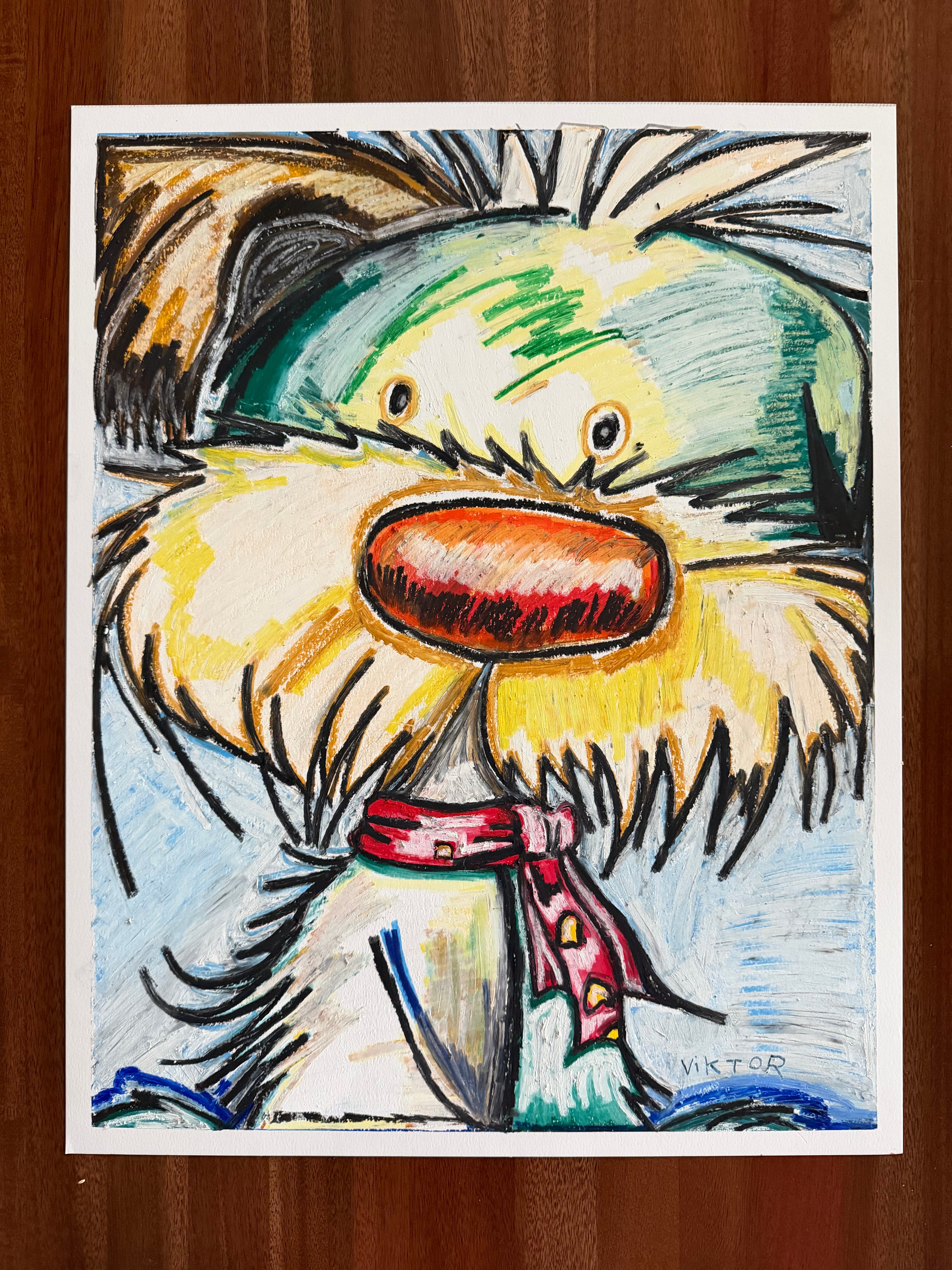 Fur-Ever Fluffy - ORIGINAL OIL PASTEL ARTWORK - 19x24"