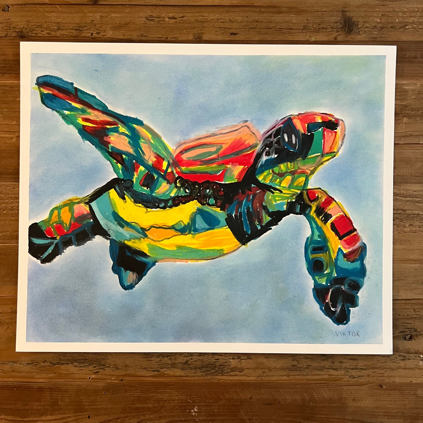 Swimming Turtle  - ORIGINAL  14x17”