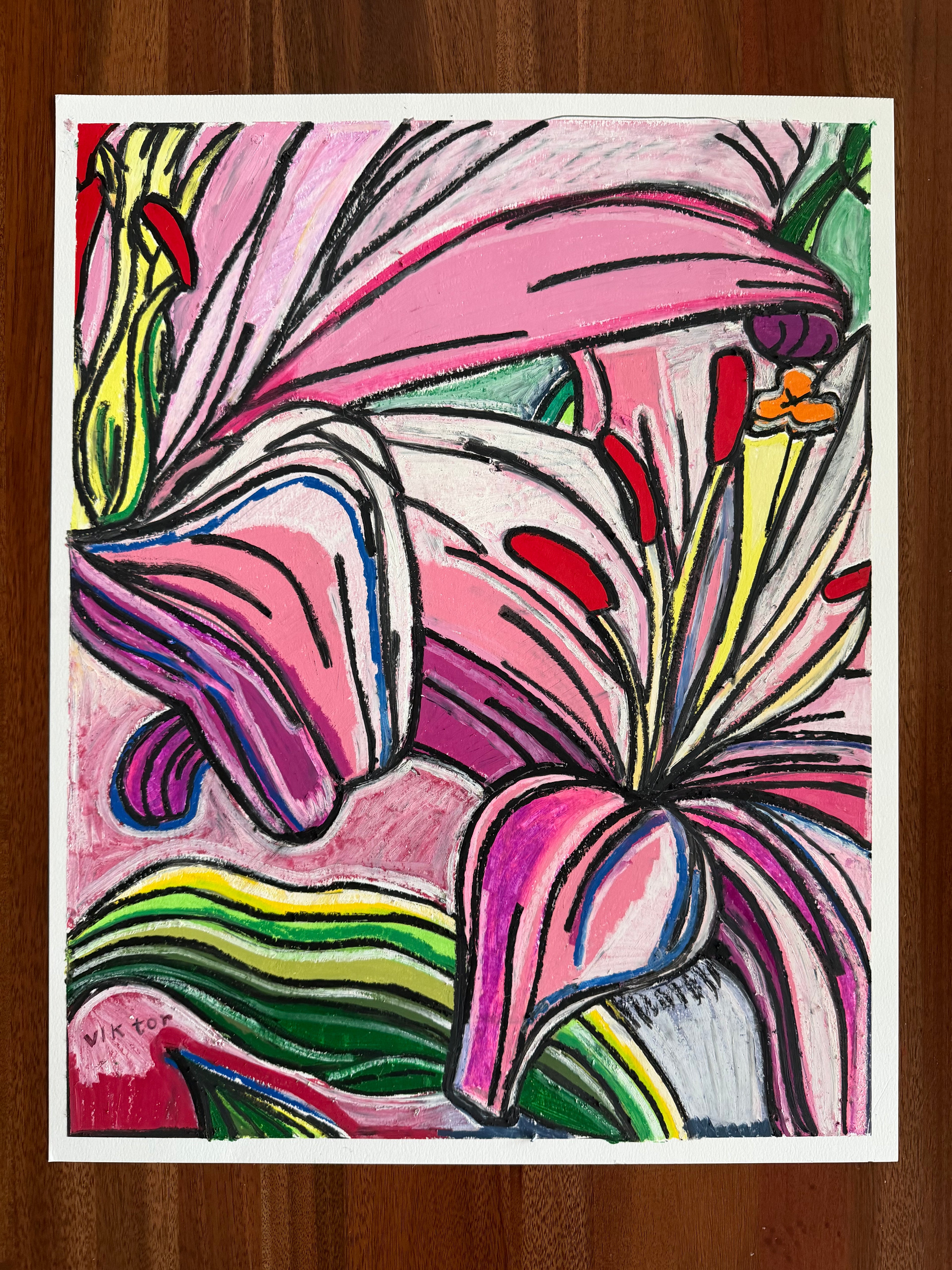 Lily's Whisper - ORIGINAL OIL PASTEL ARTWORK - 19x24" (video attached)