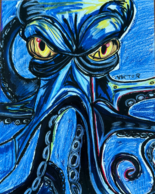 Blue Octopus - Art Prints - Vichy's Art