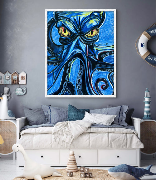 Blue Octopus - Art Prints - Vichy's Art