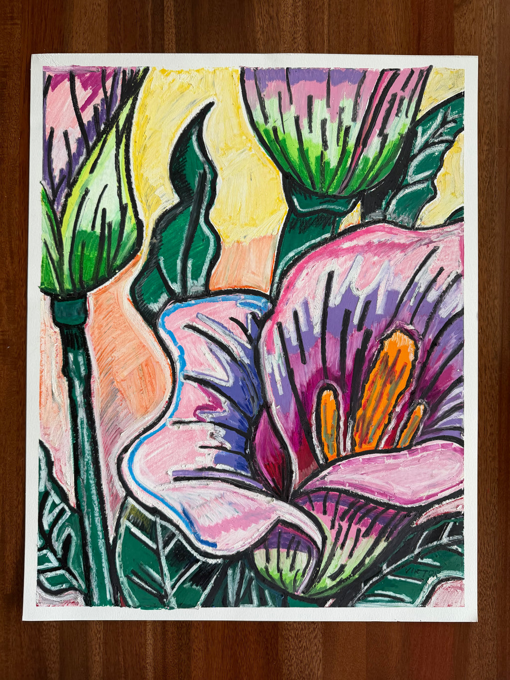 Calla's Rhapsody - ORIGINAL OIL PASTEL ARTWORK - 19x24" (video attached)