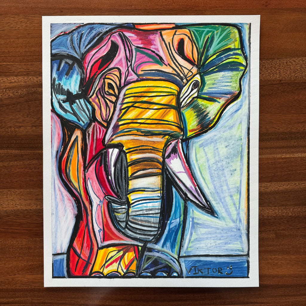 Rainbow Elephant - ORIGINAL 16x20” - Vichy's Art