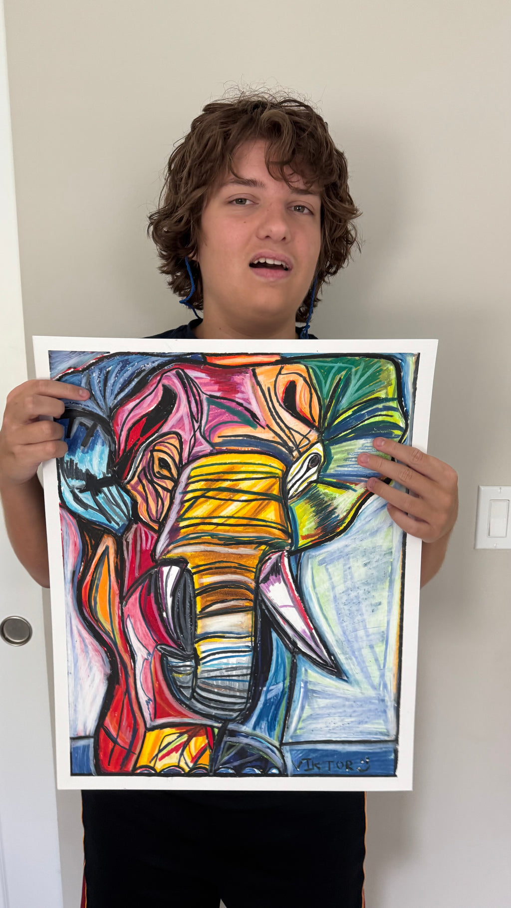 Rainbow Elephant - ORIGINAL 16x20” - Vichy's Art