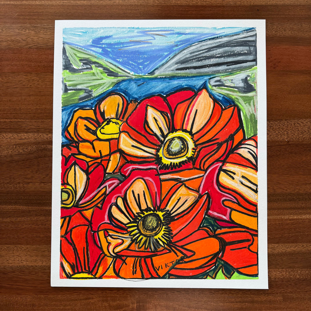 Wild Poppies - ORIGINAL 16x20” (video attached)