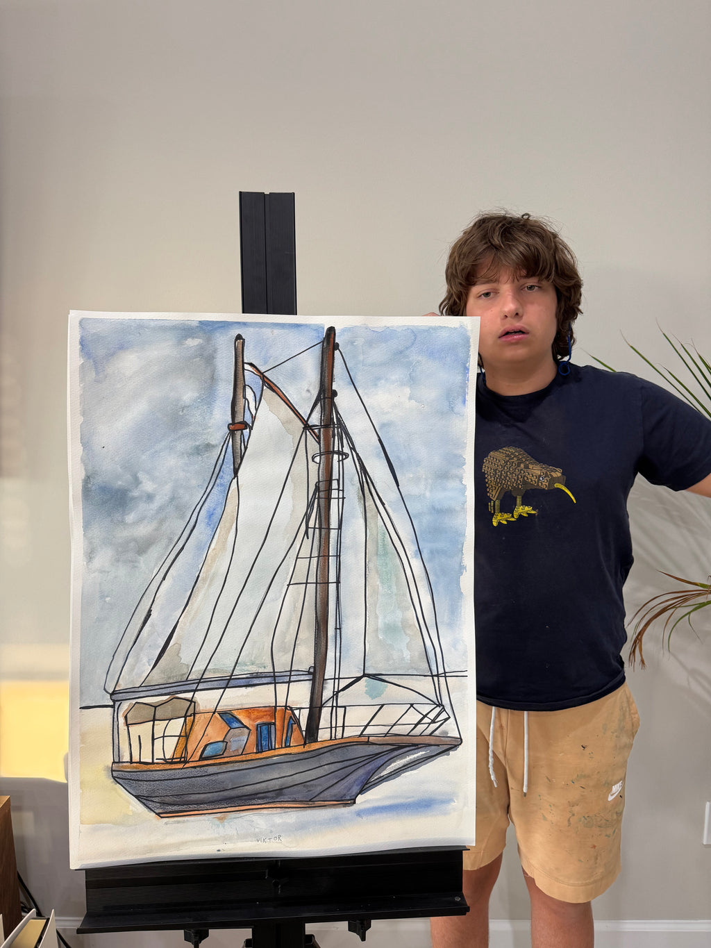 Sailboat III - ORIGINAL Watercolor artwork 22x30” - Vichy's Art