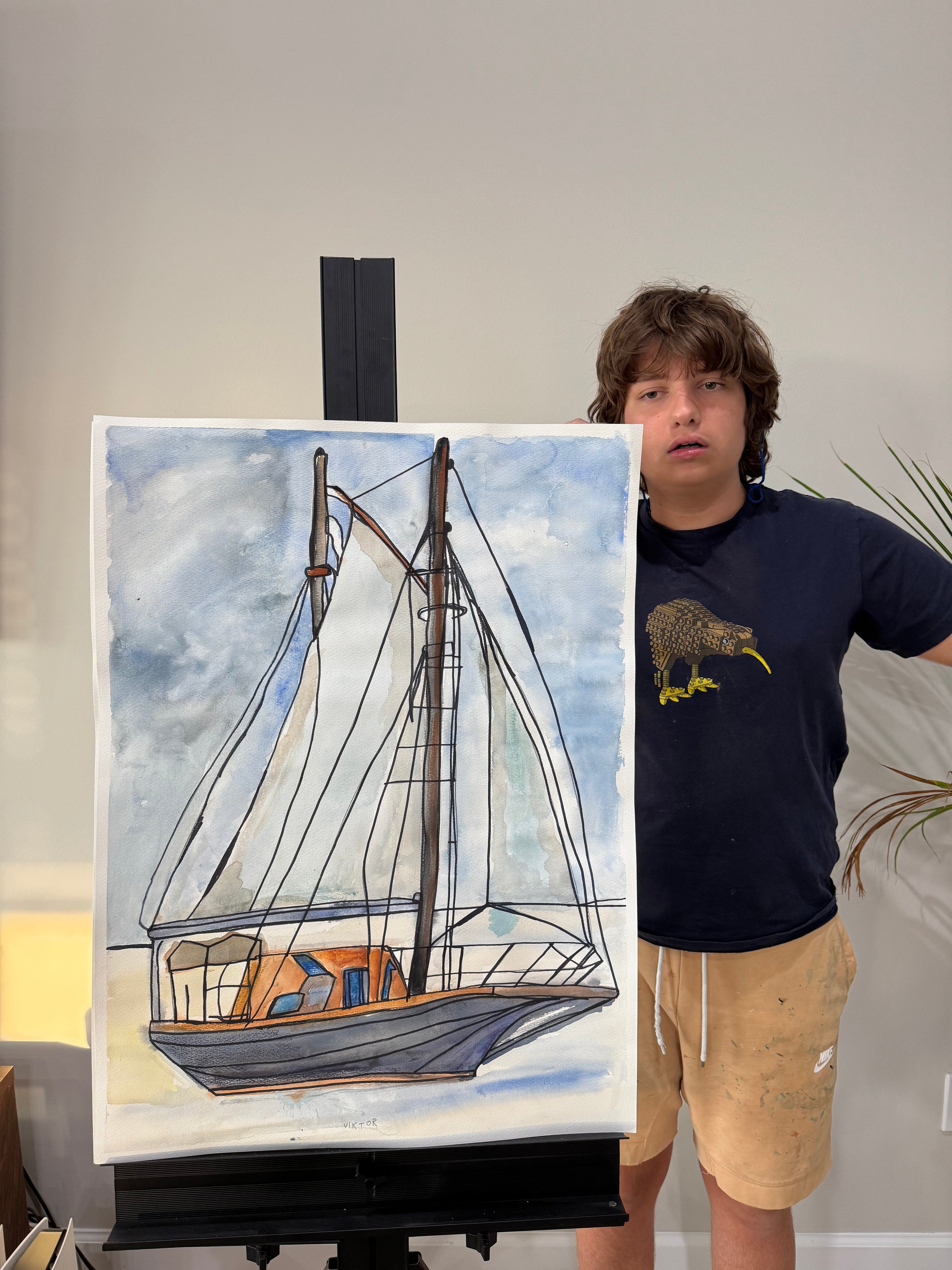 Sailboat III - ORIGINAL Watercolor artwork 22x30” - Vichy's Art