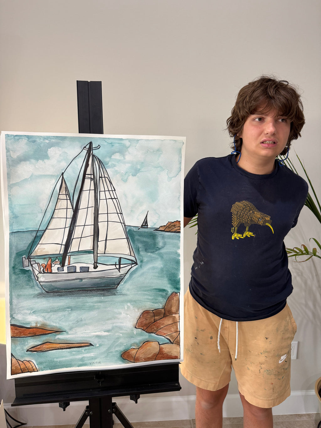 Sailboat I - ORIGINAL Watercolor artwork 22x30” (video attached) - Vichy's Art