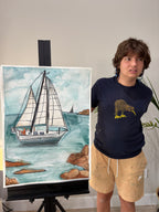 Sailboat I - ORIGINAL Watercolor artwork 22x30” (video attached) - Vichy's Art