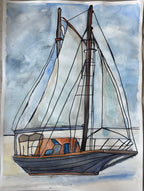 Sailboat III - ORIGINAL Watercolor artwork 22x30” - Vichy's Art