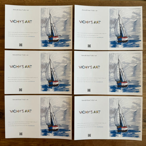 Blue Sailboat - Greeting cards - Vichy's Art