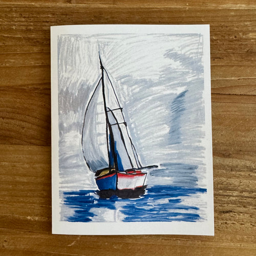 Blue Sailboat - Greeting cards - Vichy's Art