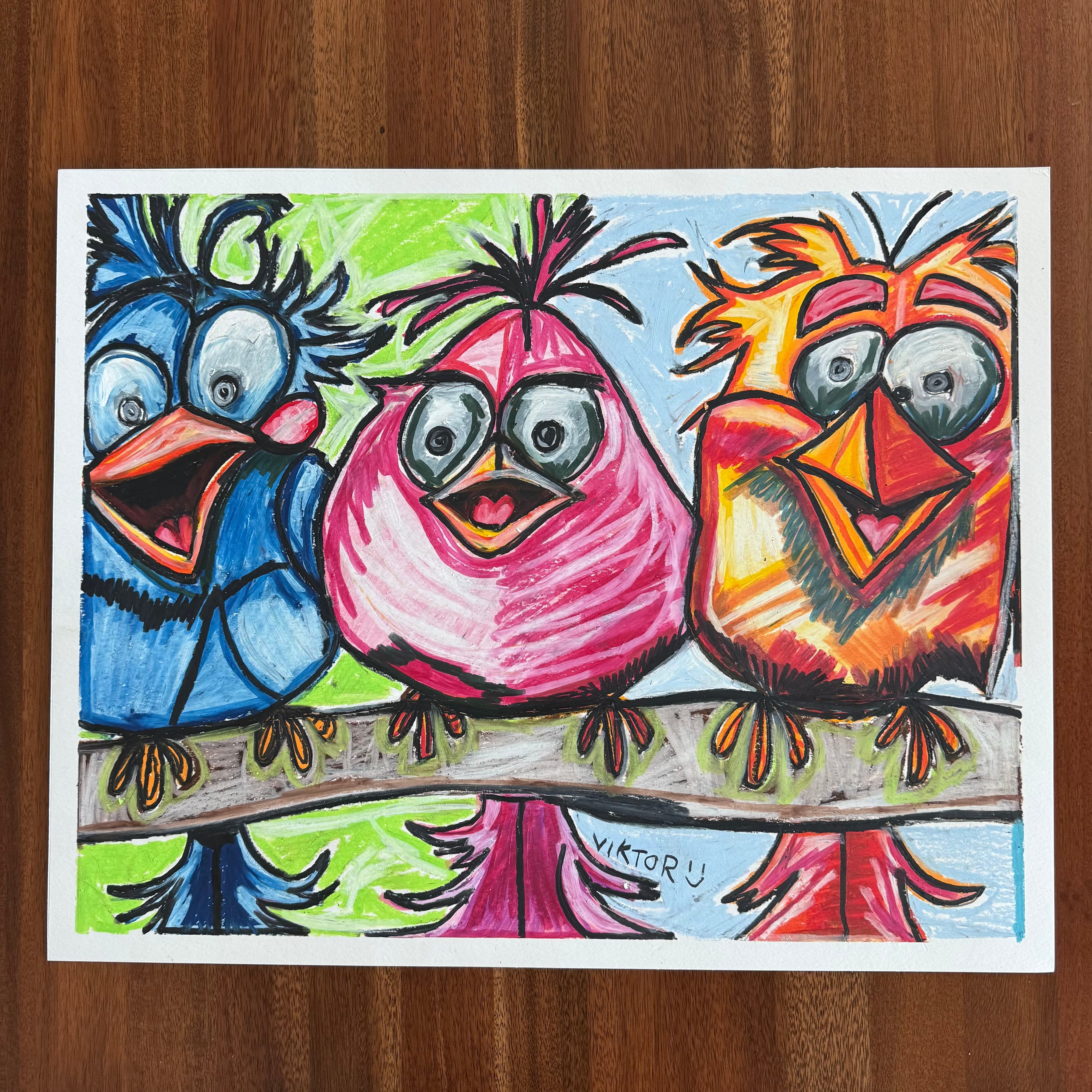 The Happy Birds - ORIGINAL 16x20” - Vichy's Art