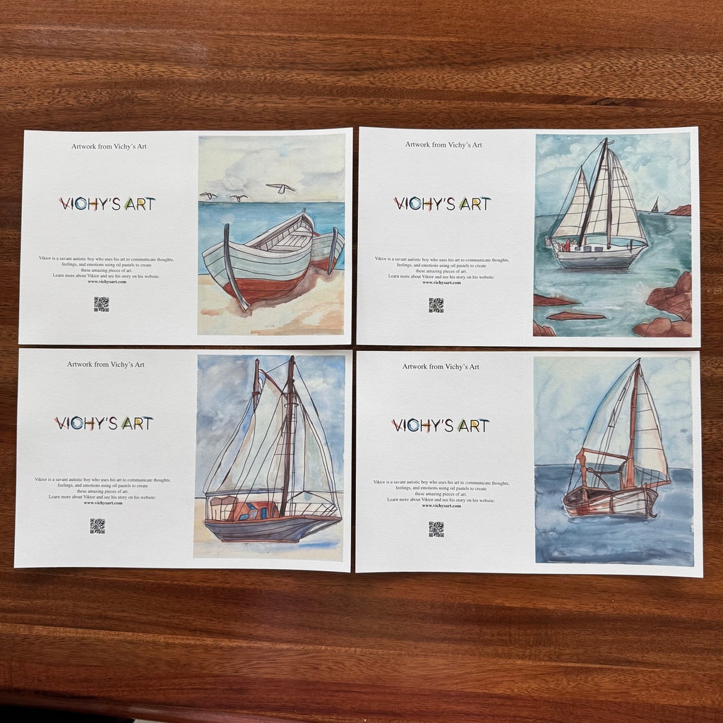Sailboats - Greeting cards set of 8 cards
