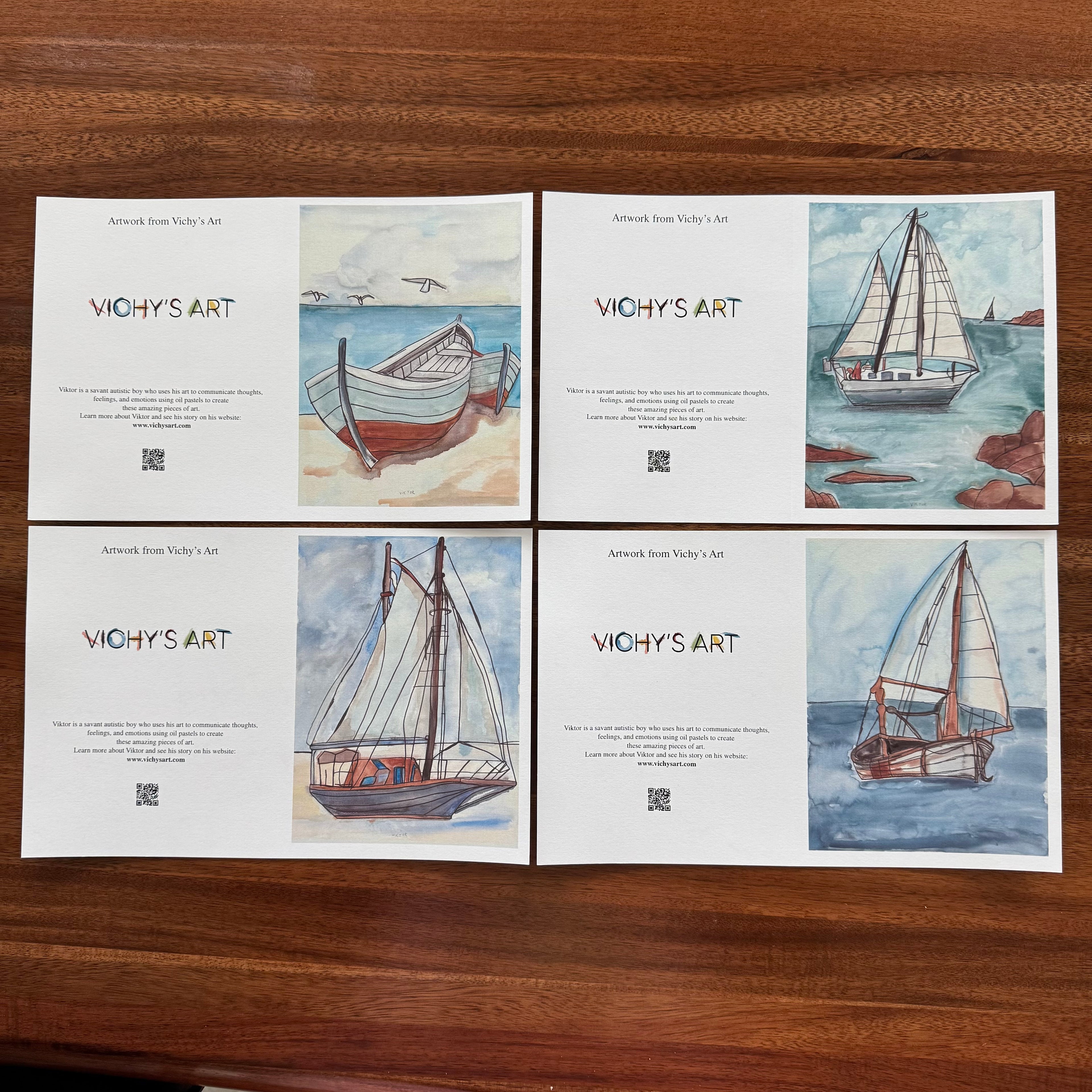 Sailboats - Greeting cards set of 8 cards