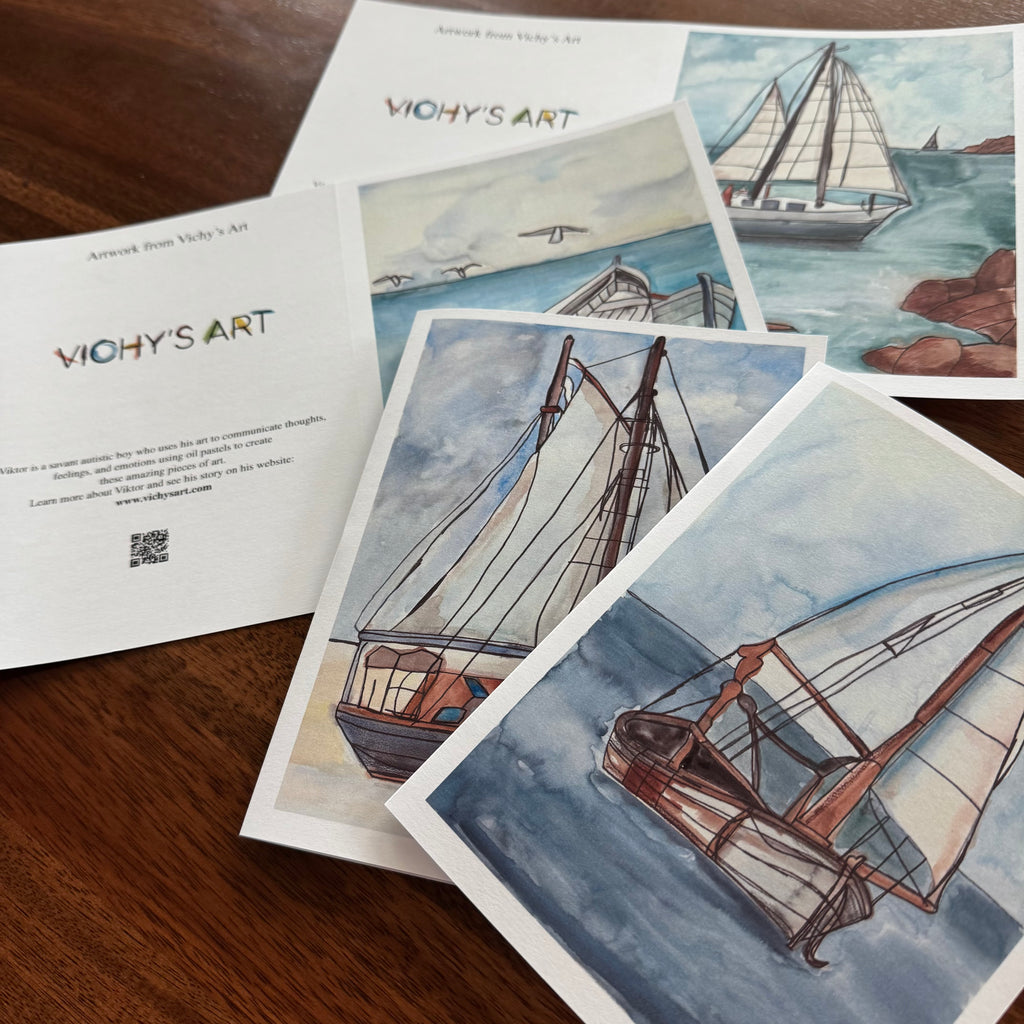 Sailboats - Greeting cards set of 8 cards