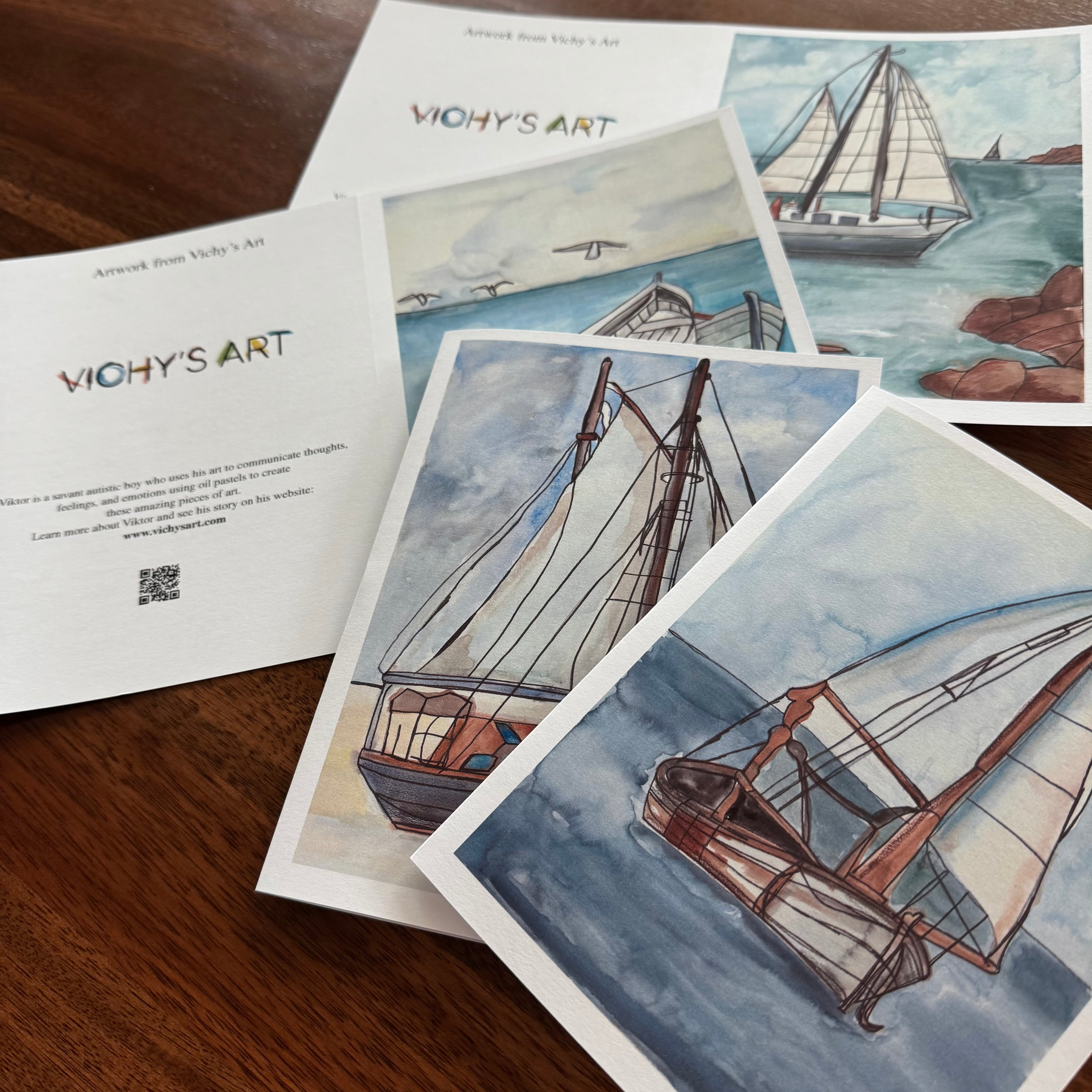 Sailboats - Greeting cards set of 8 cards