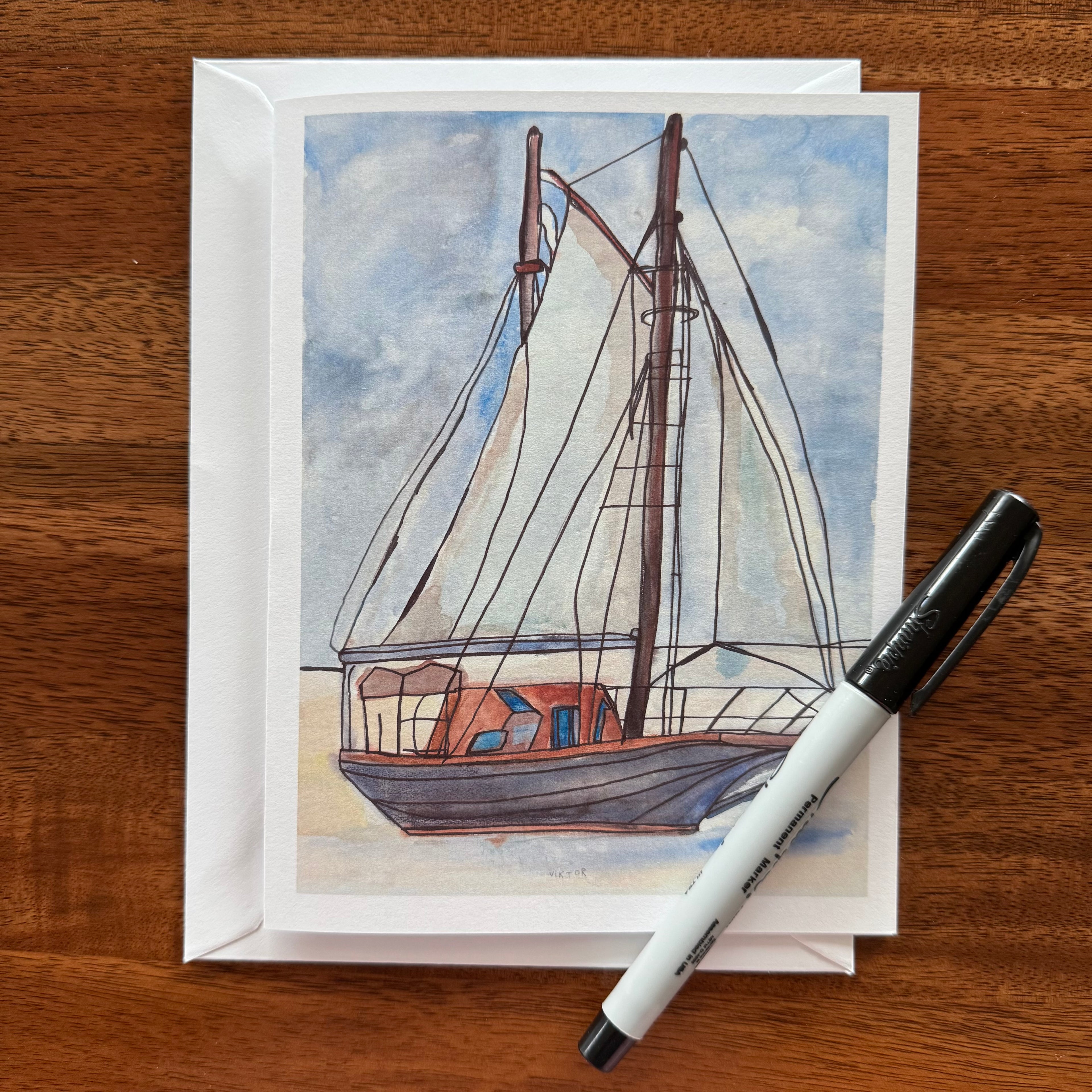 Sailboats - Greeting cards set of 8 cards
