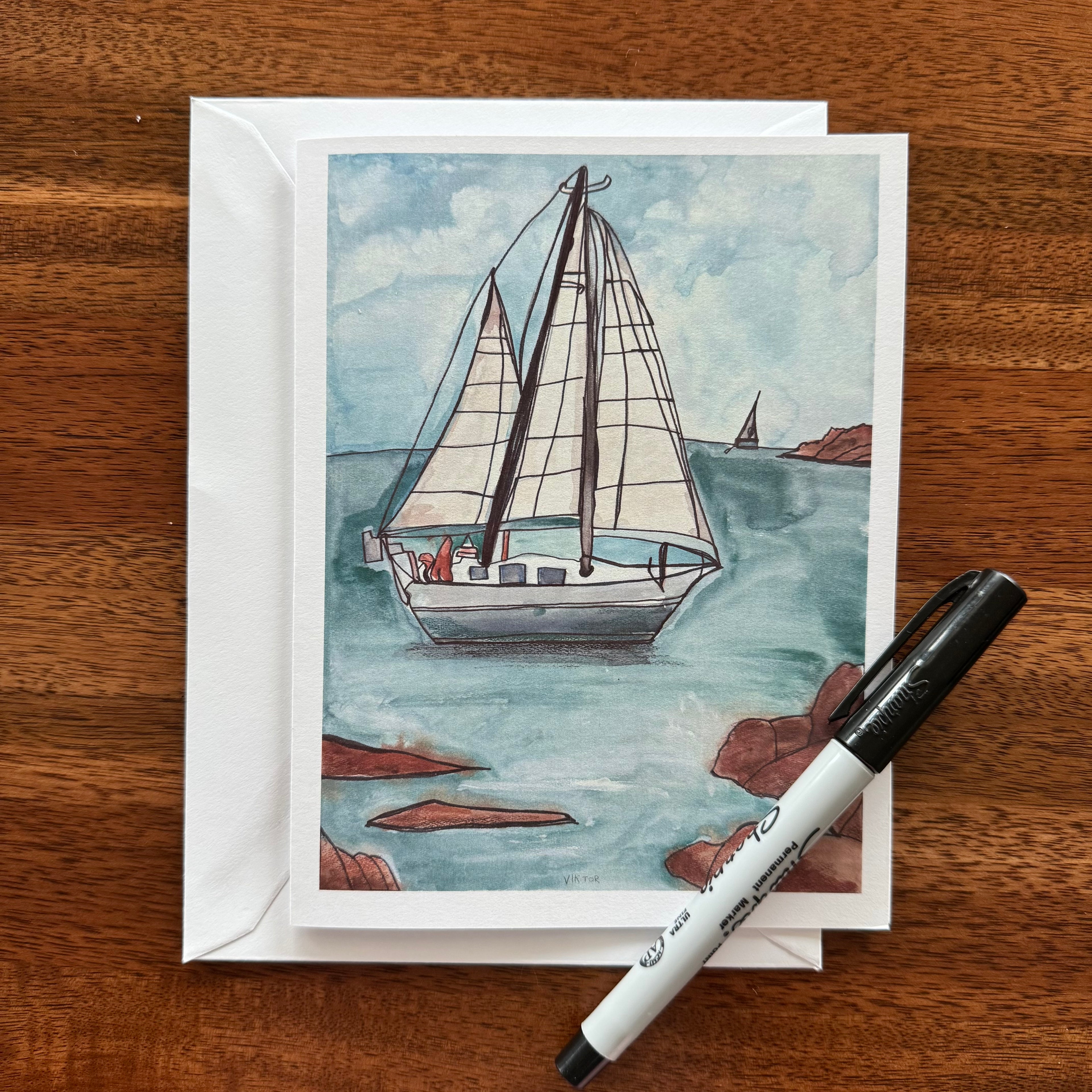 Sailboats - Greeting cards set of 8 cards