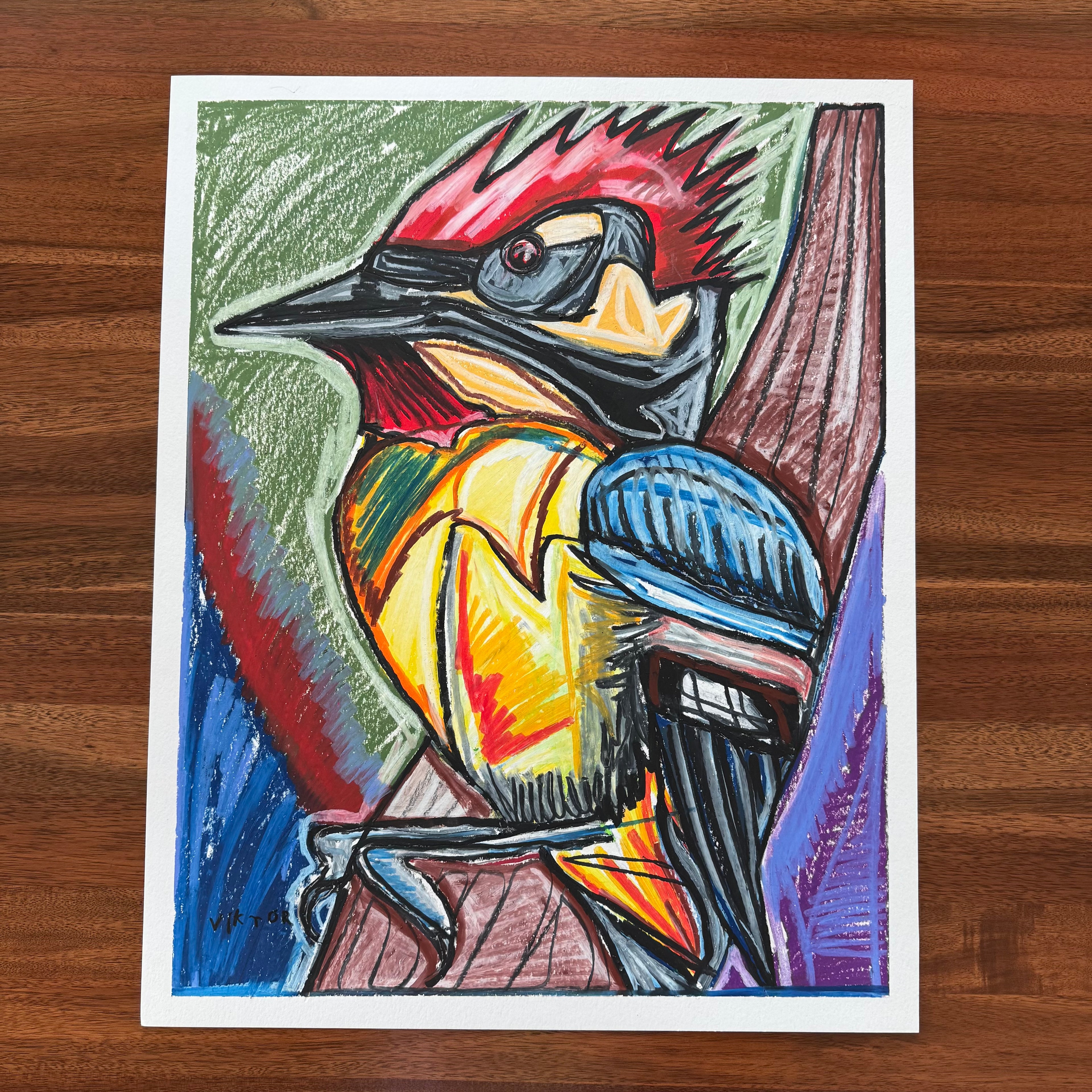 Woodpecker - ORIGINAL 16x20” - Vichy's Art