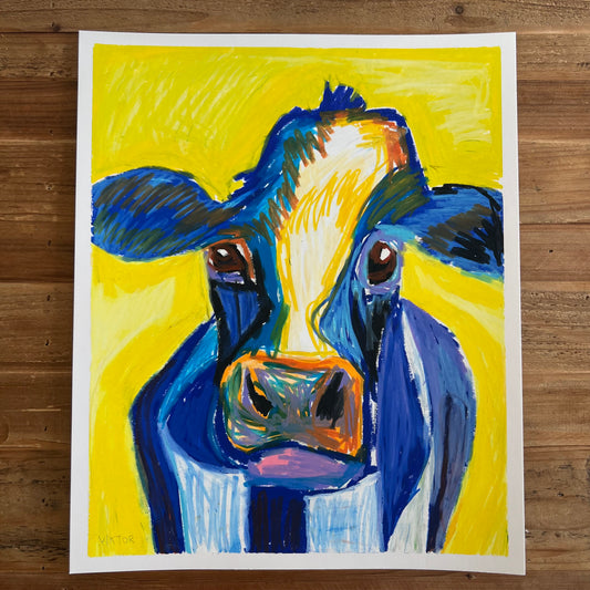 Blue Cow - ORIGINAL  14x17”