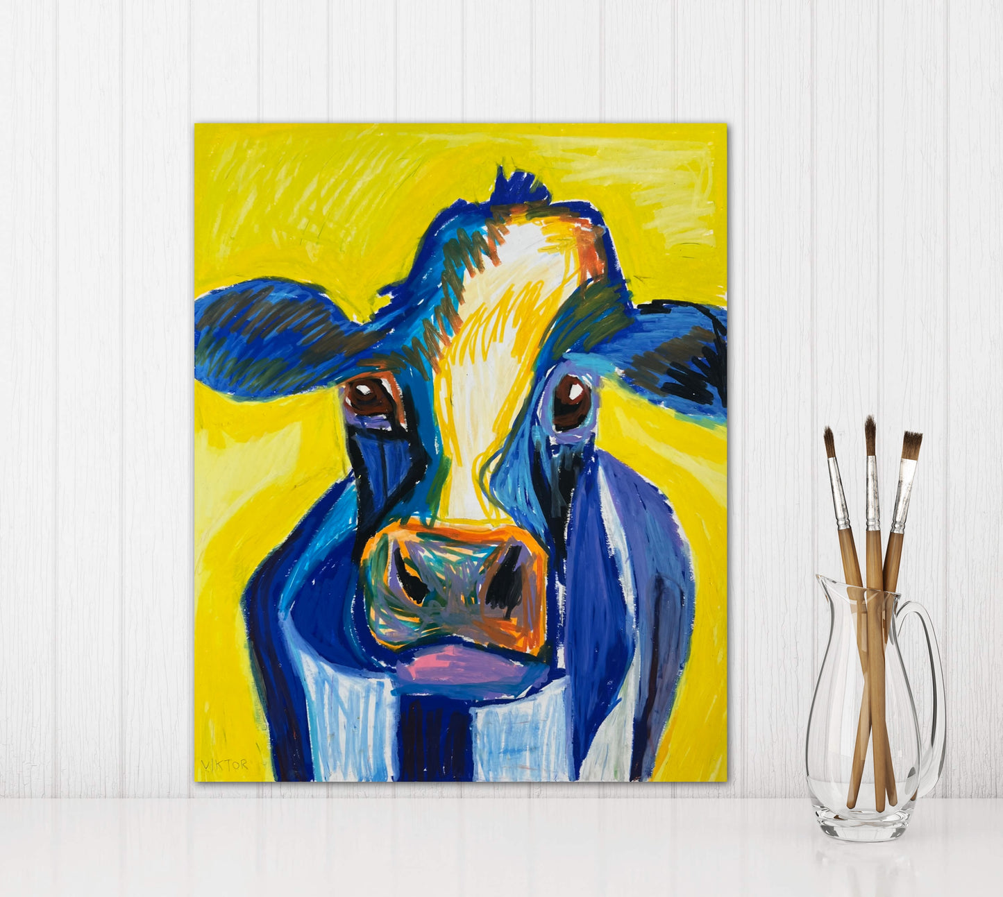 Blue Cow  - fine prints and canvas prints in more size
