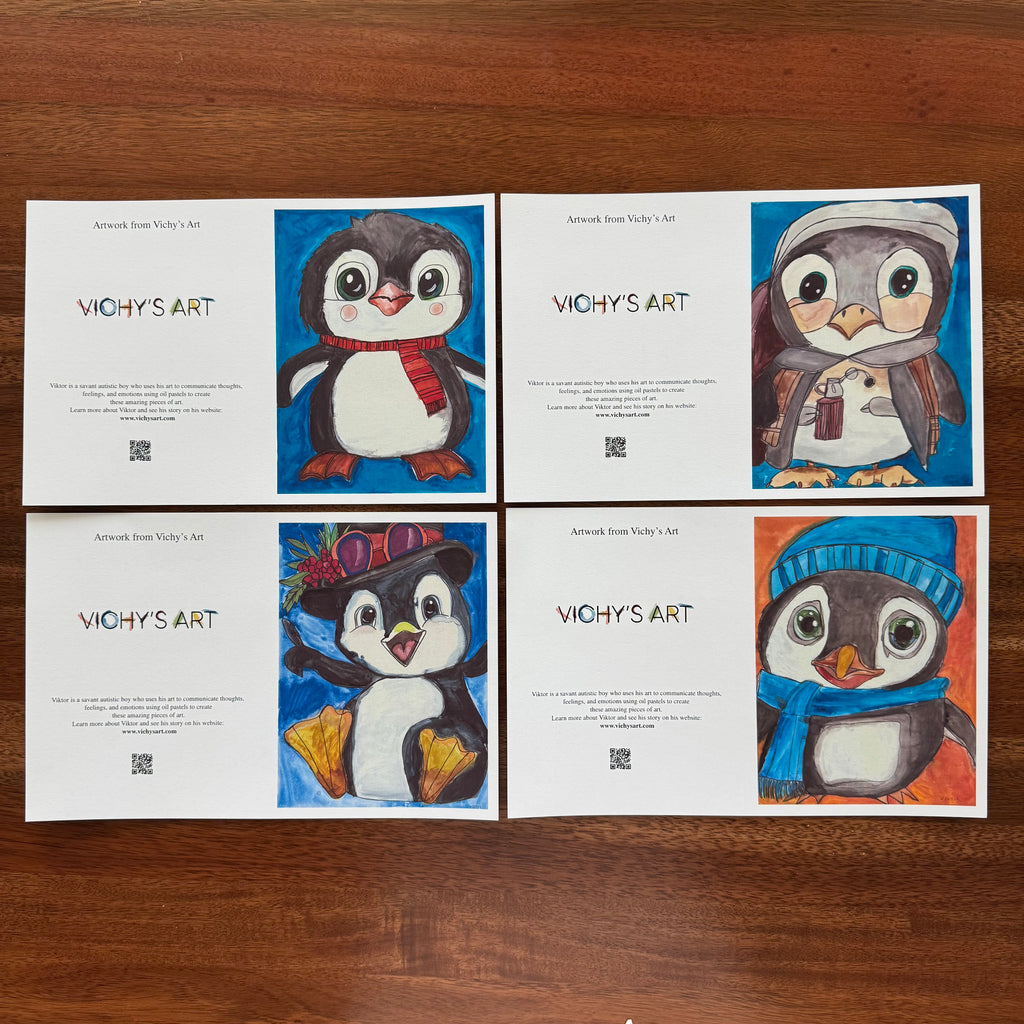 Cute Penguins - Greeting cards set of 8 cards