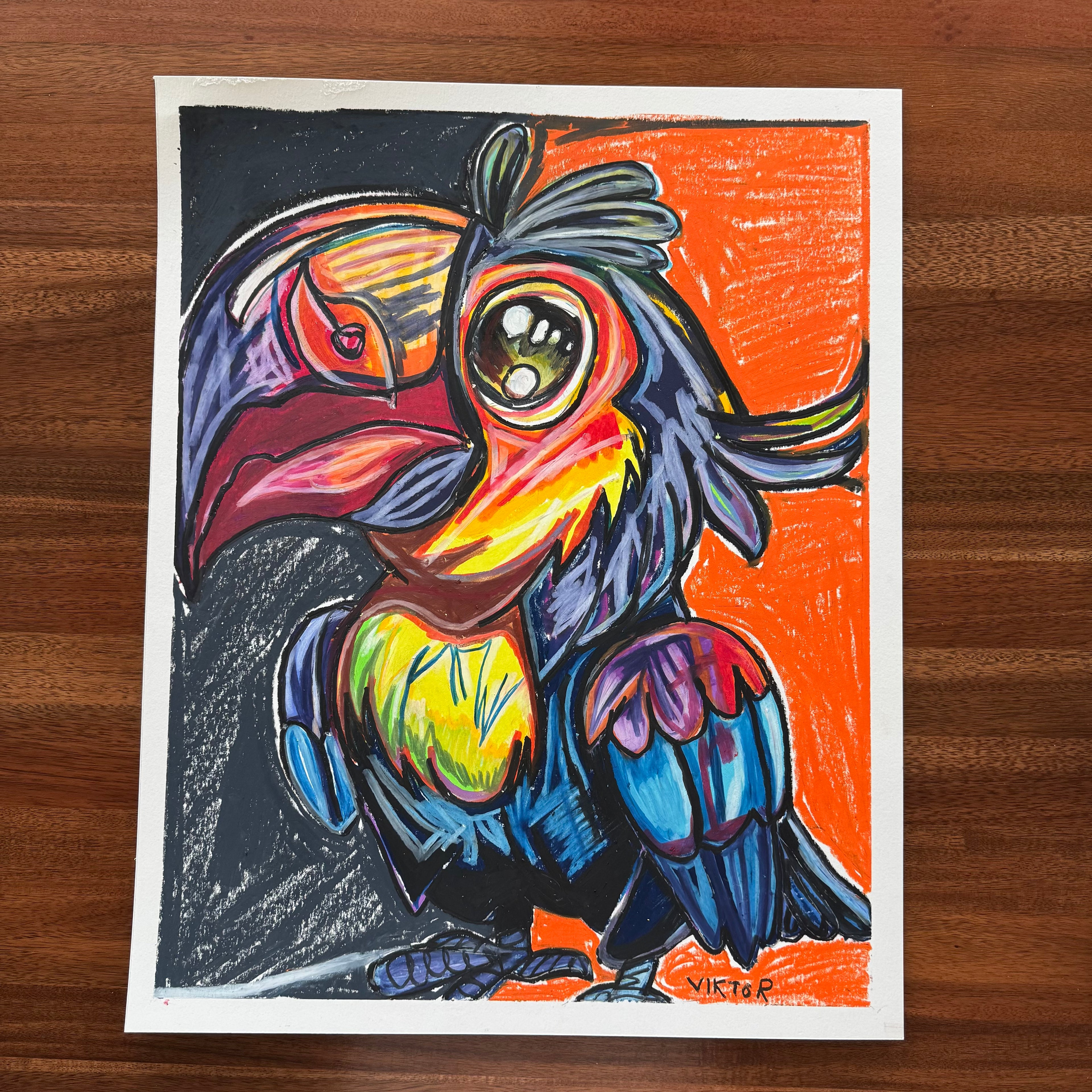 Colorful Toucan - ORIGINAL 16x20” (video attached) - Vichy's Art
