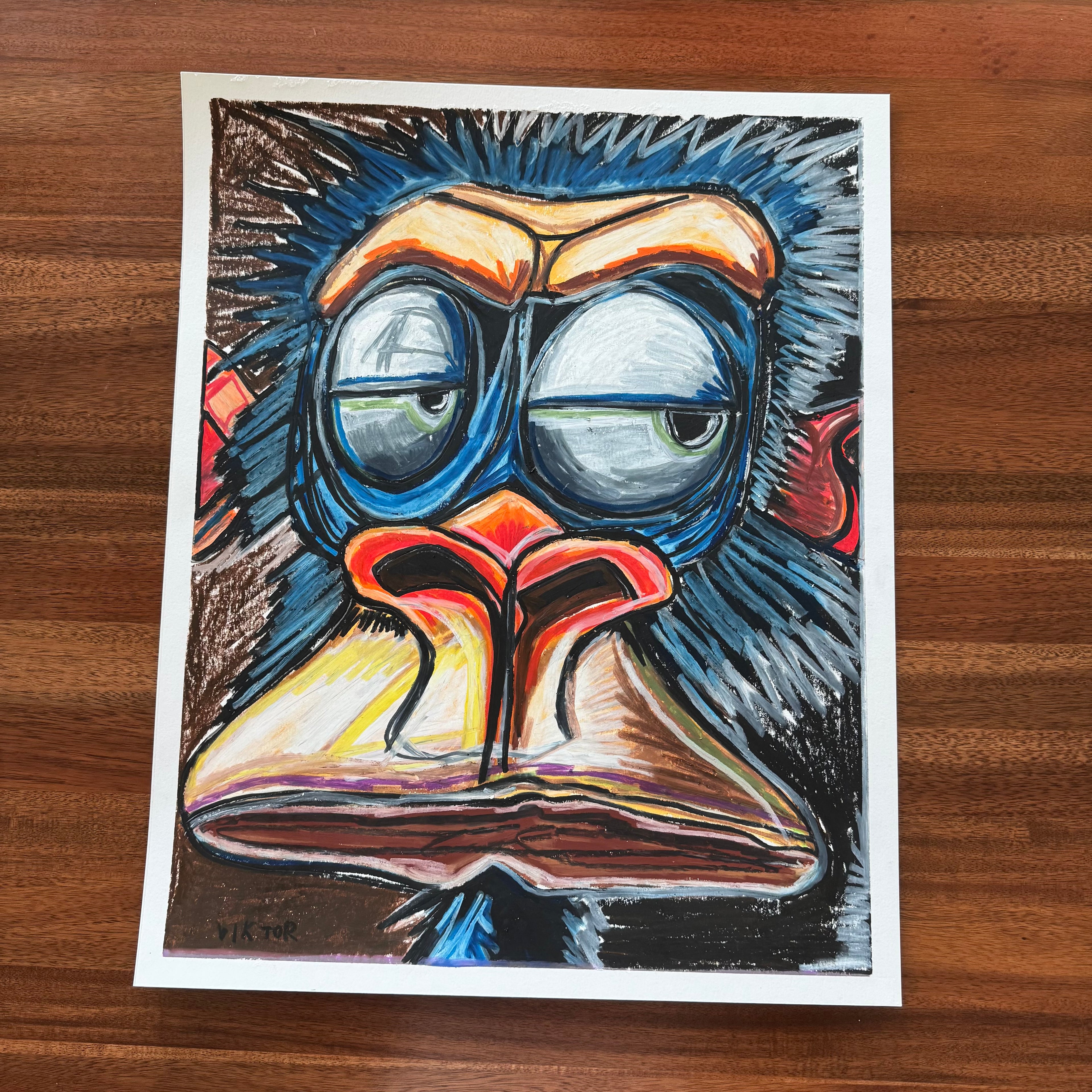 Quirky Monkey - ORIGINAL 16x20” (video attached) - Vichy's Art