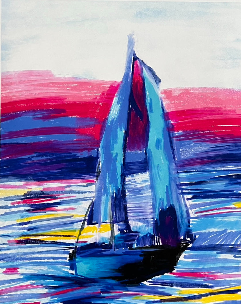 Blue Sailing boat - Art Prints - Vichy's Art