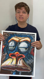 Quirky Monkey - ORIGINAL 16x20” (video attached) - Vichy's Art